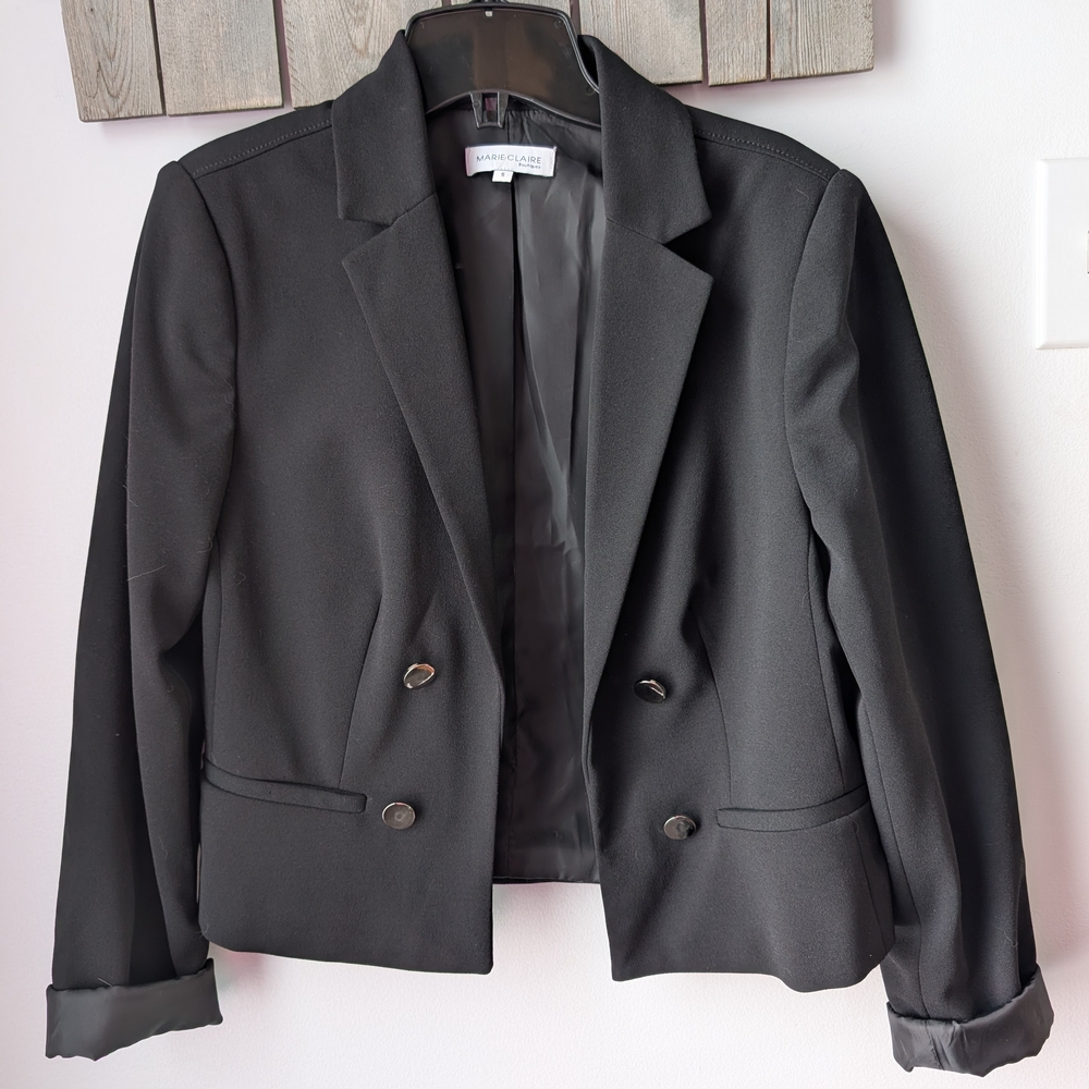Black Double-Breasted Women's Suit Jacket